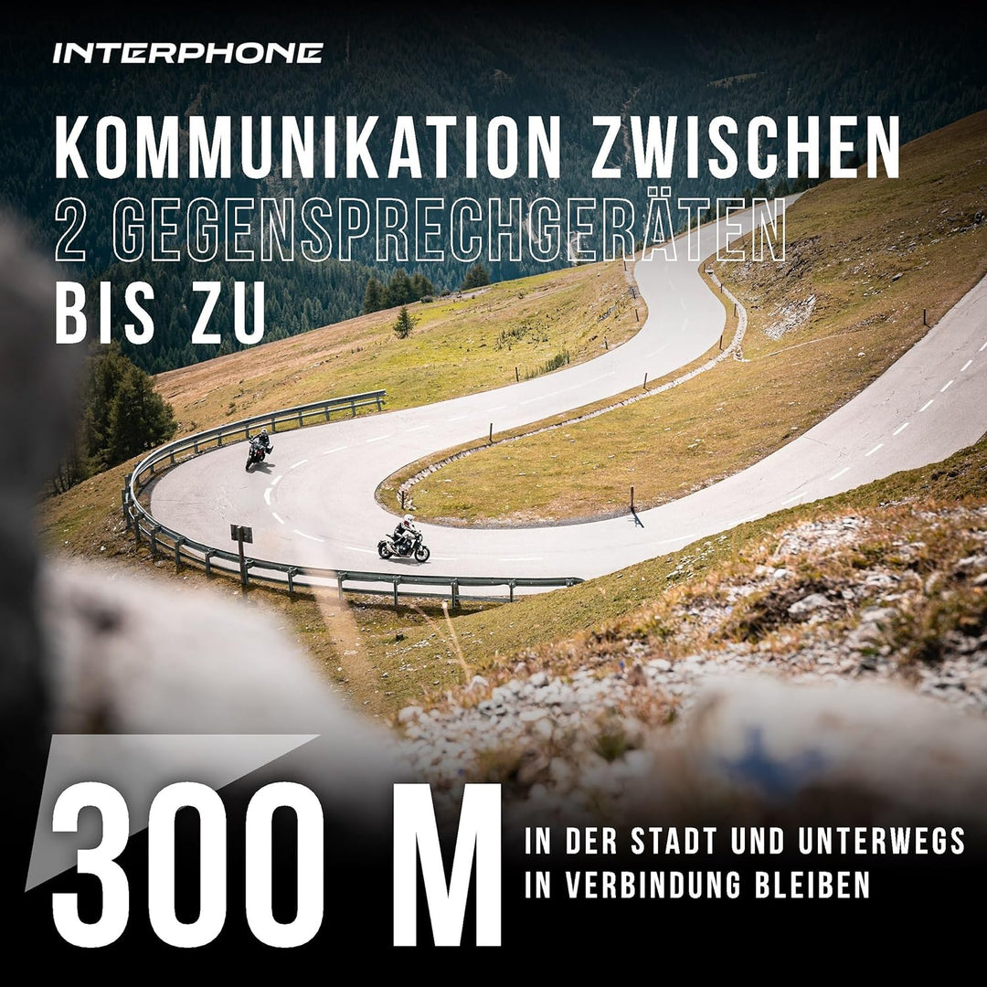 Interphone LINK HD Einzel-Headset – Bluetooth Headset für Motorrad – Motorrad Sprechanlage für 2 Per