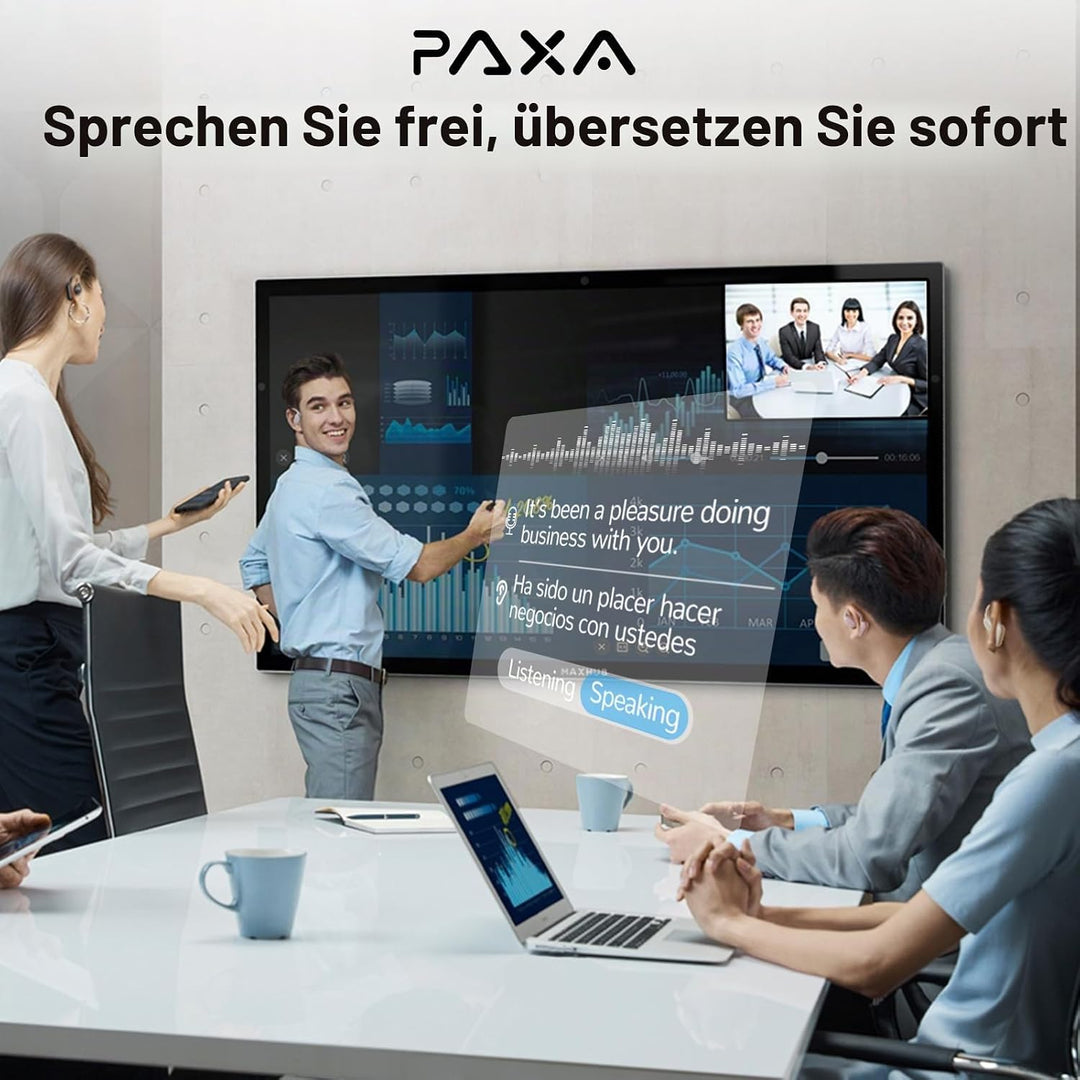 PAXA OpenAir5 Sprachübersetzer Bluetooth 5.4 Echtzeit-Übersetzer mit Sprachübersetzer in Echtzeit mi