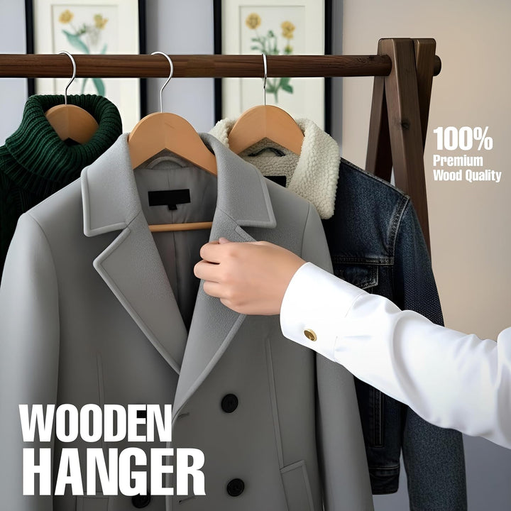 Utopia Home Premium Kleiderbügel Holz 20 Stück, Holzbügel mit 360 Grad Drehbarem Haken, Rutschfester