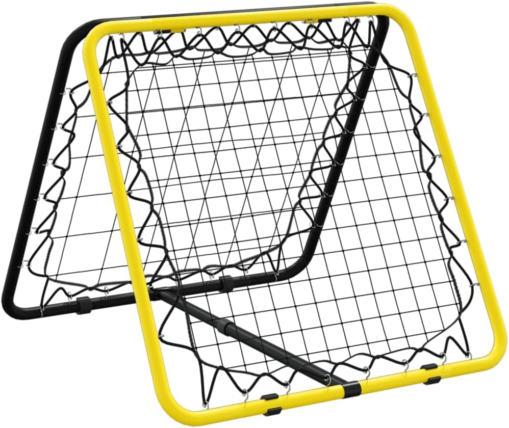 vidaXL Fussball-Rebounder Doppelseitig Verstellbar Gelb Schwarz Stahl