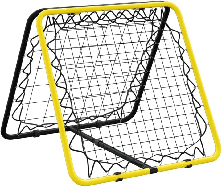 vidaXL Fussball-Rebounder Doppelseitig Verstellbar Gelb Schwarz Stahl