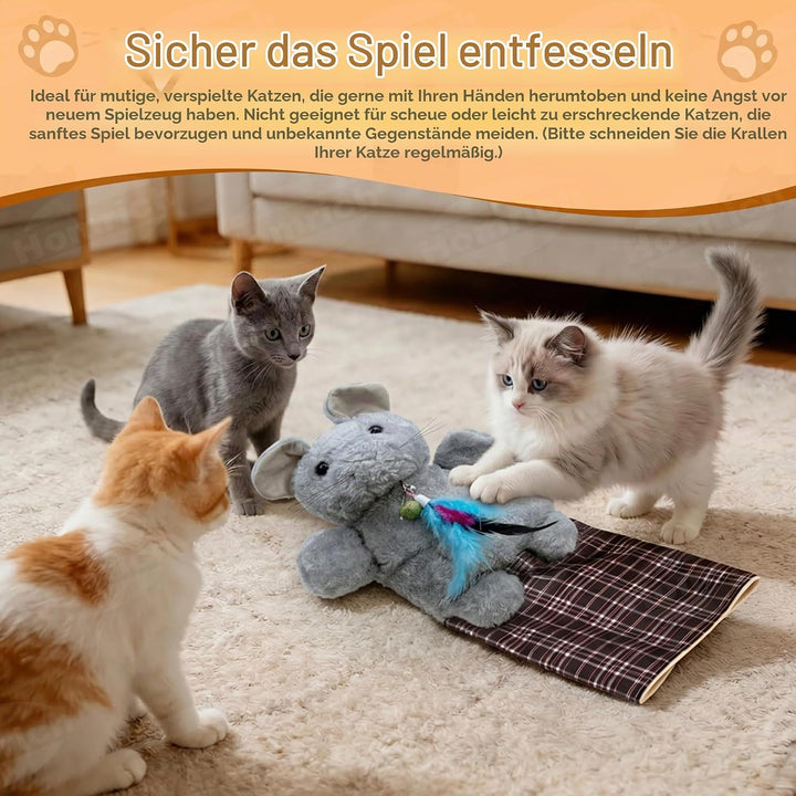 Katzen Wrestling Handschuh, interaktive Katzenspielzeug Handpuppe mit Katzenminze, Federn &amp; Glöckche
