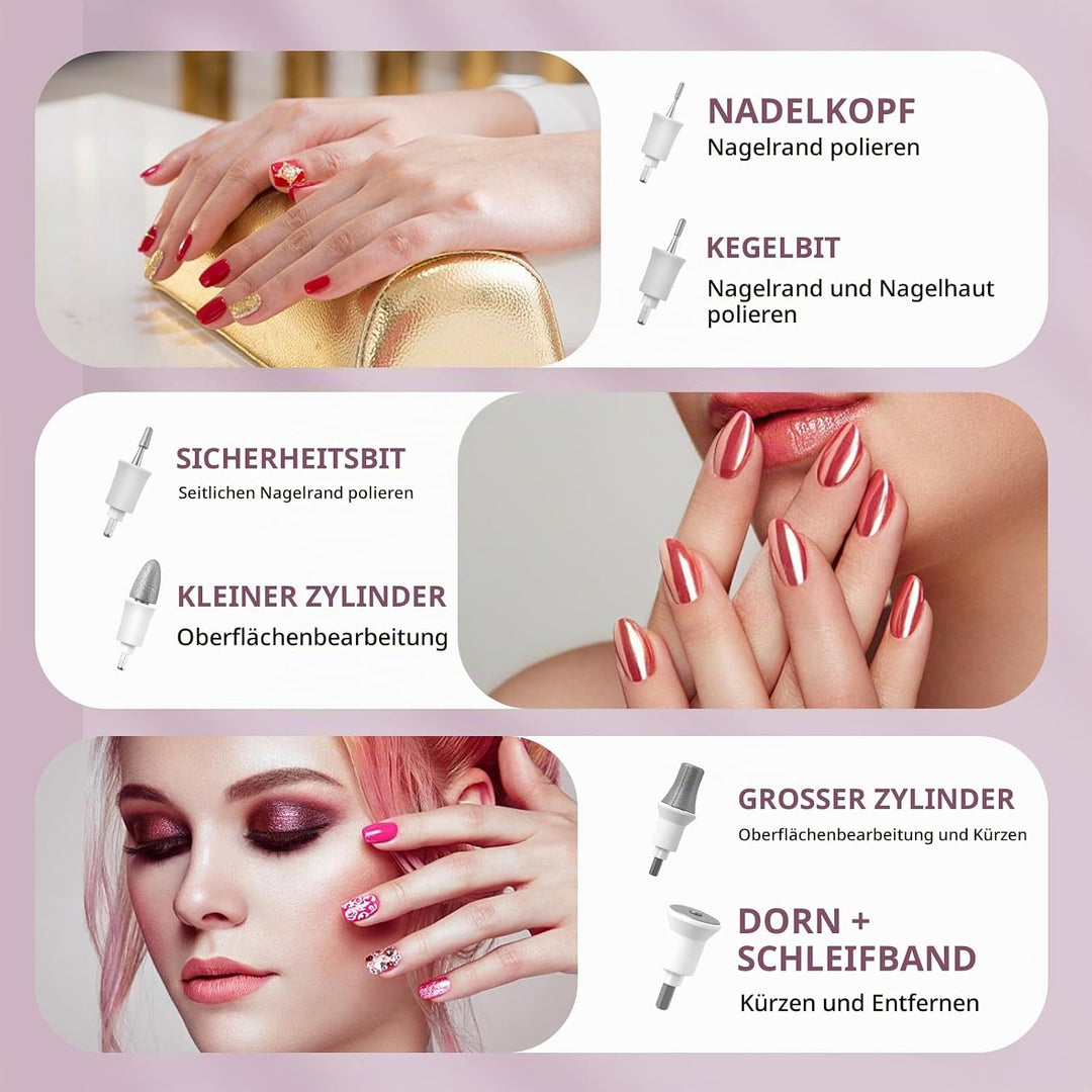 Elektrische Nagelbohrmaschine Nagelbohrer Elektrische Feile Nagelfeile Kit für Anfänger Acryl Gel Nä