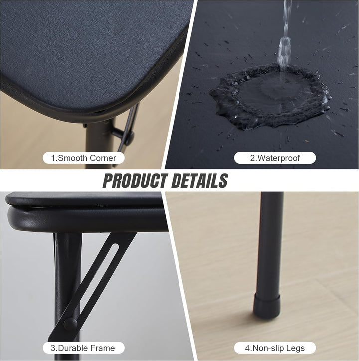 Quadratischer Klapptisch, tragbarer, robuster Kartentisch mit Vinylplatte, für drinnen und draussen,