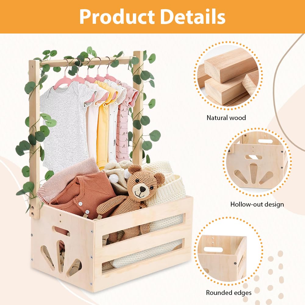 Babykorb mit Griff - Geschenk für Babypartys, Baby Aufbewahrungskorb, Holz Babyparty Schrank Praktis