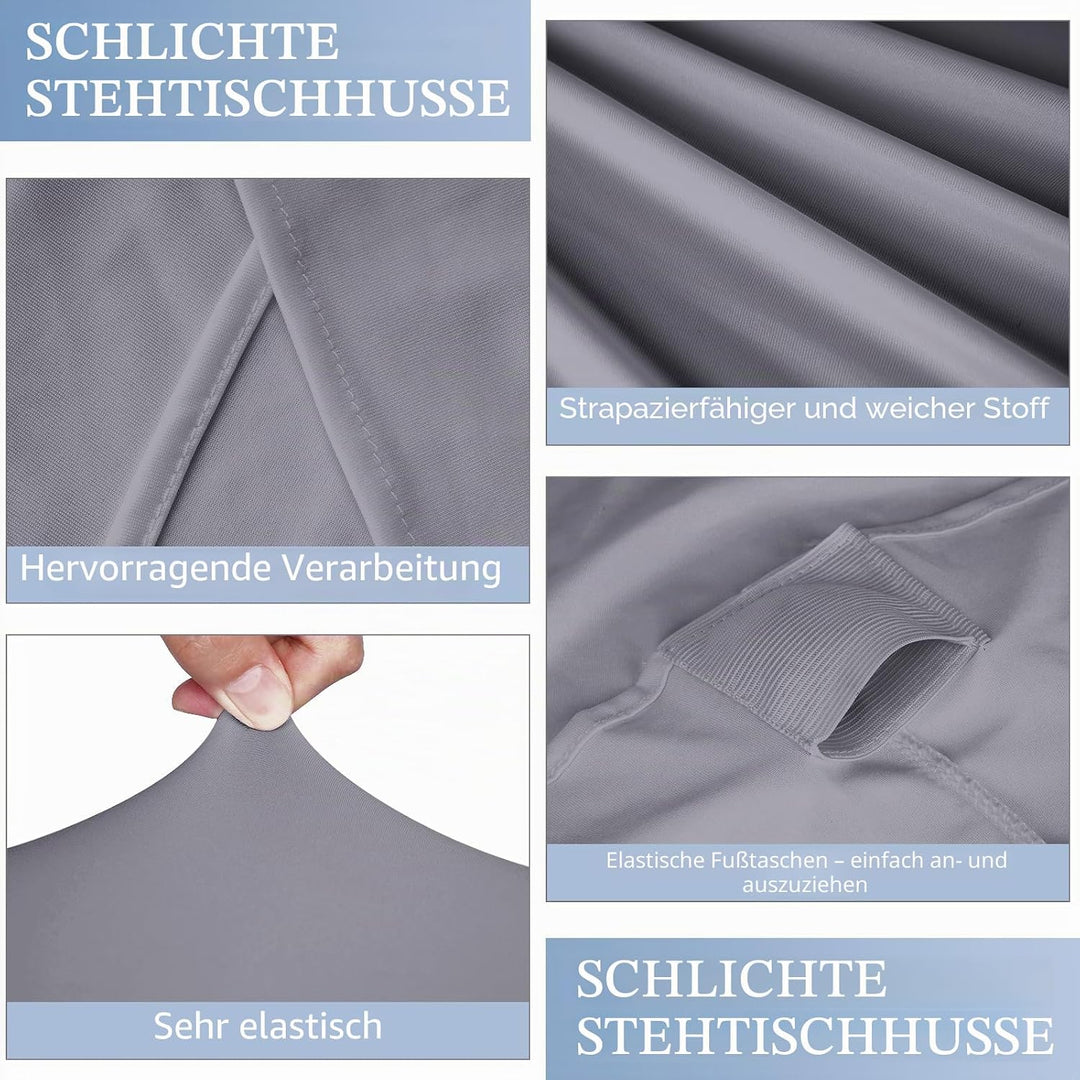 Teruntrue 6 Stück Stehtisch Hussen 80cm,Hussen Stehtische Hellgrau für Ø 80-85 cm Stehtische und Bis