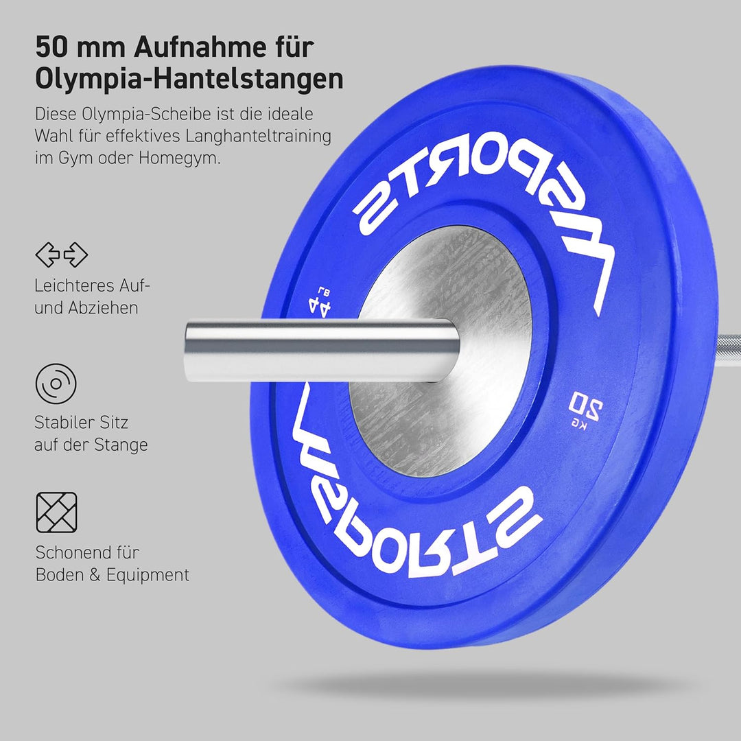 MSPORTS Olympia Hantelscheiben 2er Set Professional Lochdurchmesser 51 mm - Studio Qualität - Gussei