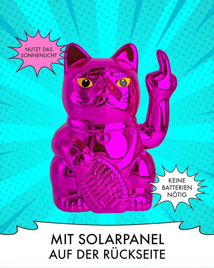 ANGRY CAT Mini Winkekatze Lucky CAT - SOLAR betrieben Lustige winkende Katze - japanische Winkkatze