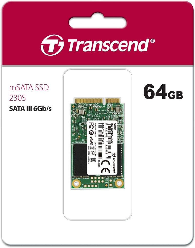 Transcend Highspeed 64GB interne mSATA SSD SATA III (6Gb/s), zum Aufrüsten von Ultrabooks, Tablets o