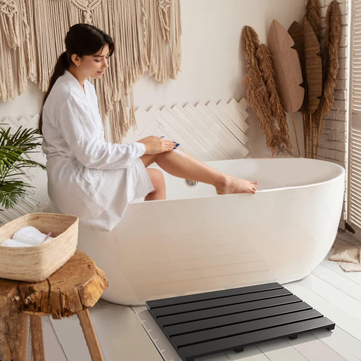 Badematte für Badezimmer Luxus Dusche - Rutschfest Bambus Holz Wasserdicht Bodenmatte für Innen oder