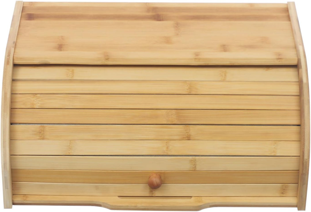 Brotkasten aus Bambusholz, mit Rollverschluss, Holzfarbe, 40,2x27x17,3 cm, Freistehend, Handgefertig