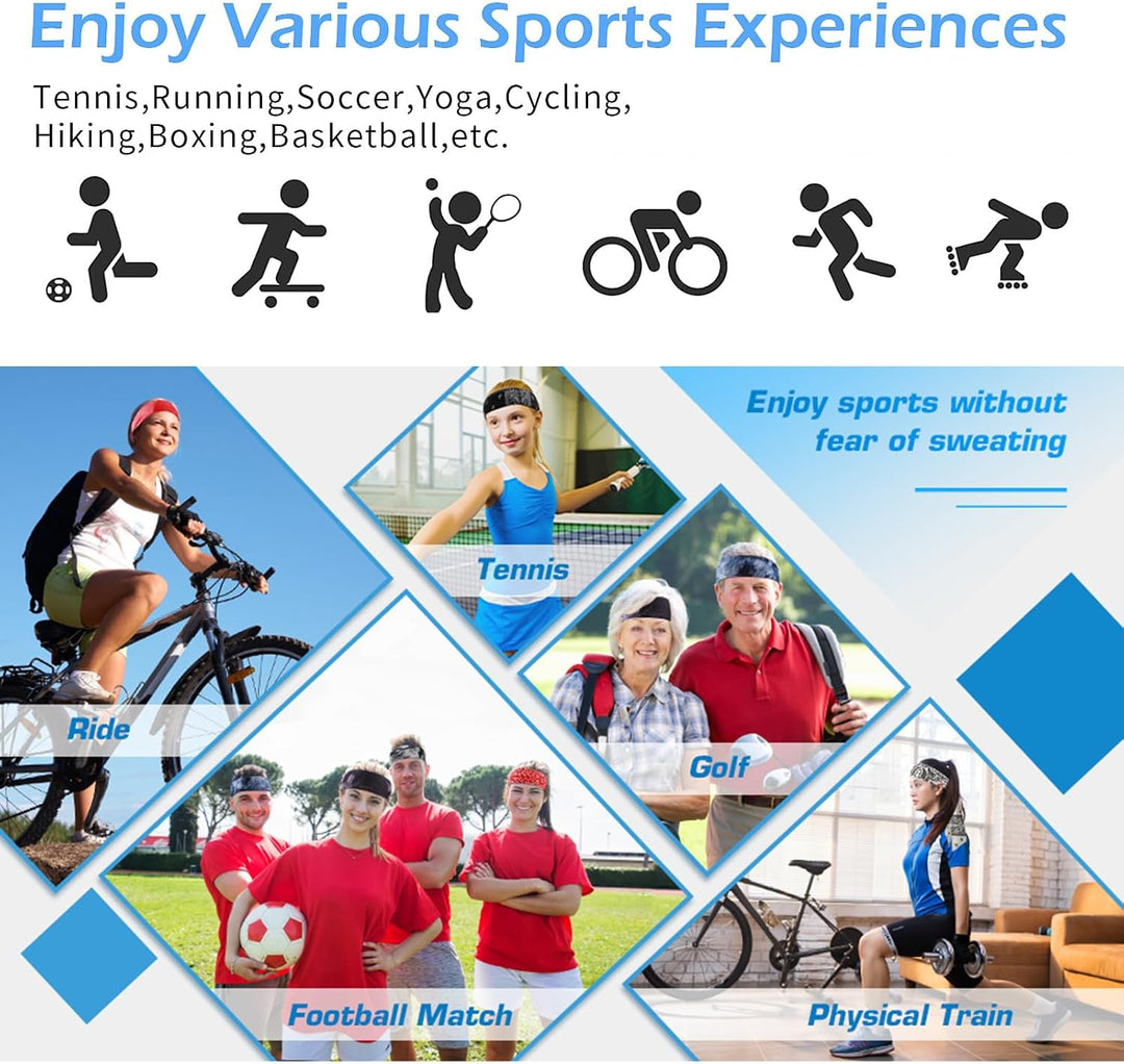 2 x Sport-Stirnbänder mit Paisley-Muster, verstellbar, elastisch, Schweissband, rutschfest, Lauf-Kop