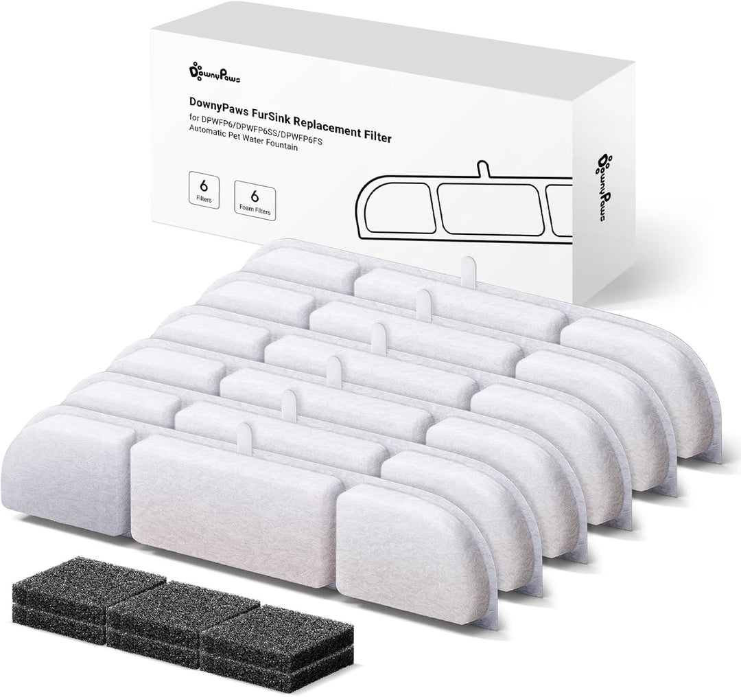 DownyPaws Trinkbrunnen für katze kabellos Filter 6 STK Für DPWFP6 Weiss, Weiss