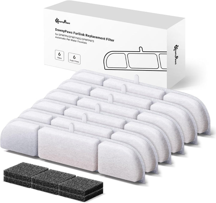 DownyPaws Trinkbrunnen für katze kabellos Filter 6 STK Für DPWFP6 Weiss, Weiss