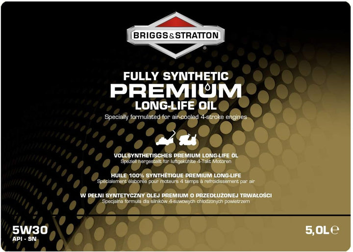 Briggs & Stratton 100009S Premium Öl, Schwarz, 5.0 Litre 5.0 Litre 5W30 Single, 5.0 Litre 5W30 Singl