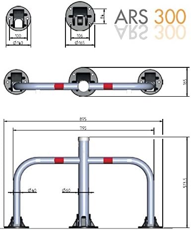 ARCO SRL 3-Fuss-Standard-Parkbügel - Parkplatzsperre, umlegbar, mit Zylinderschloss, 1 Stück, ARS300