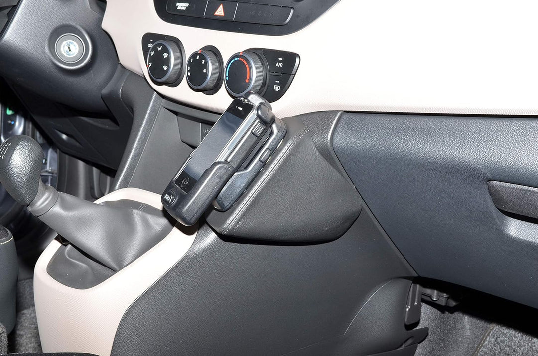 KUDA 1415 Halterung Kunstleder schwarz für Hyundai i10 (2. Gen) ab 11/2013 (ohne Klappe), 1415