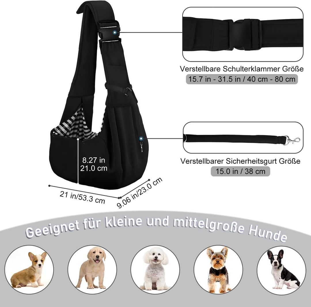 PetLoft Tragetuch Hund, Reversibel Kleine Hundetrage, Einstellbar Pet Tragetuch, Freisprecheinrichtu