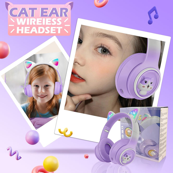 Bluetooth Kopfhörer Kinder, Faltbar 85dB Mädchen Kopfhörer Over Ear, Kabellos Kinderkopfhörer mit LE