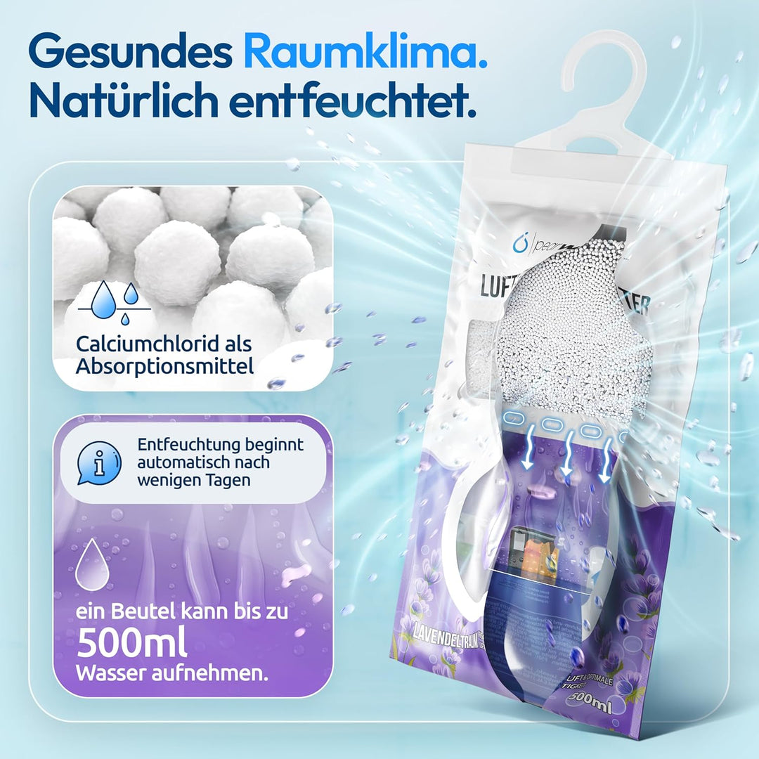 PEARWAY 10x Schrank Entfeuchter 500ml I Feuchtigkeits Beutel mit Schrankduft I Entfeuchter Schrank I