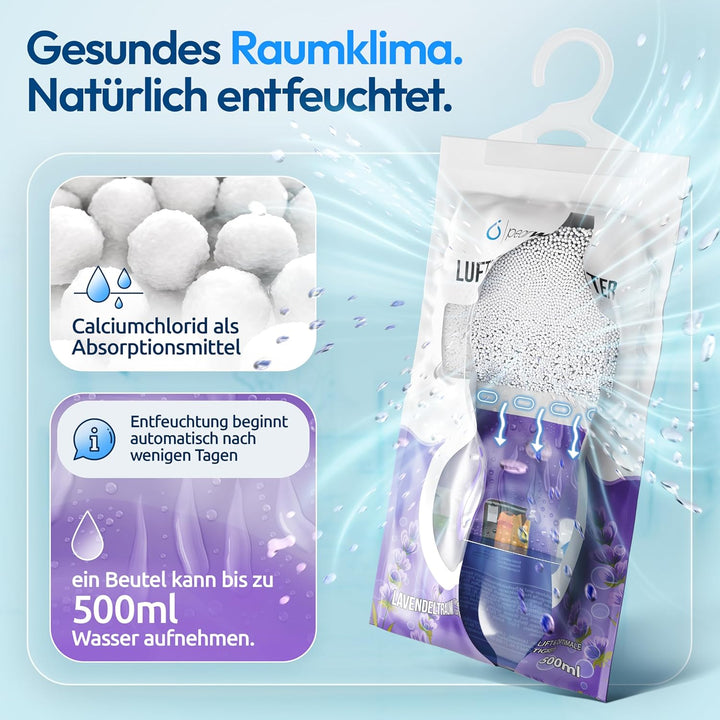 PEARWAY 10x Schrank Entfeuchter 500ml I Feuchtigkeits Beutel mit Schrankduft I Entfeuchter Schrank I
