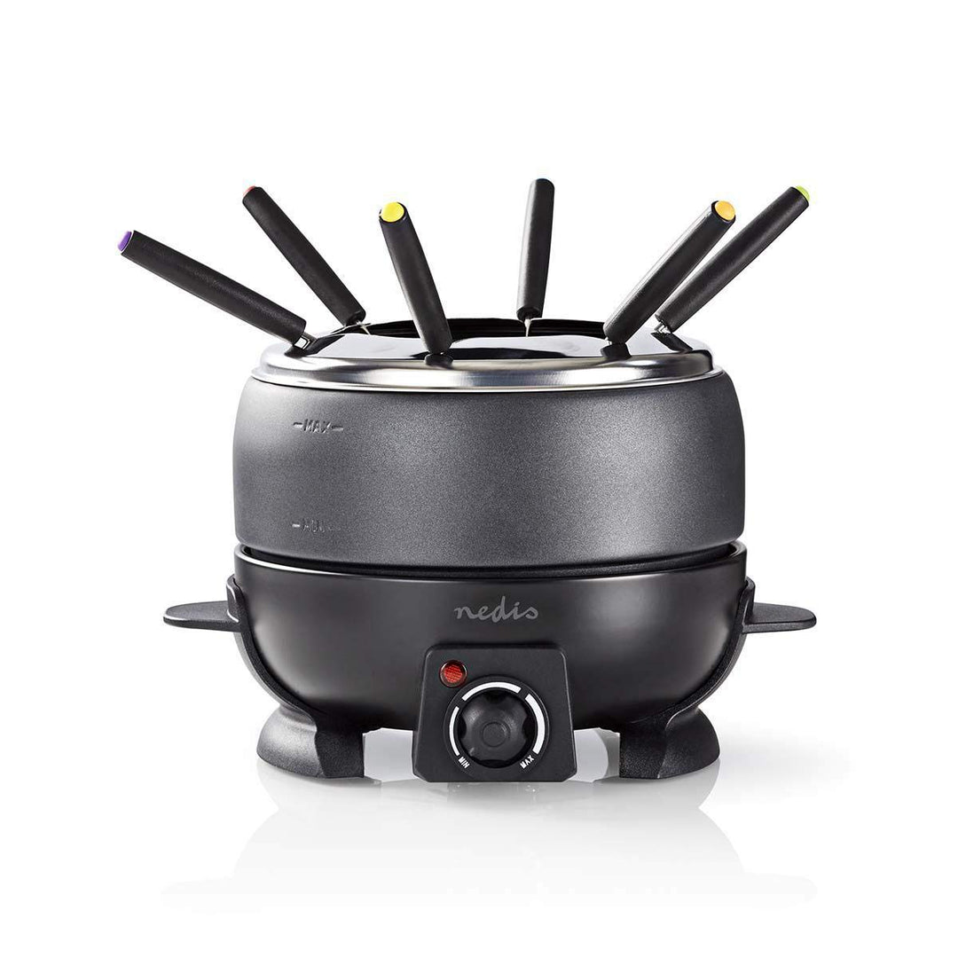 Nedis - Fondue-Set - 6 Personen - 2,3 L - 800 W - Einstellbare Temperaturregulierung - Abnehmbaren G