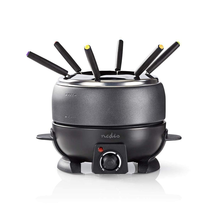 Nedis - Fondue-Set - 6 Personen - 2,3 L - 800 W - Einstellbare Temperaturregulierung - Abnehmbaren G