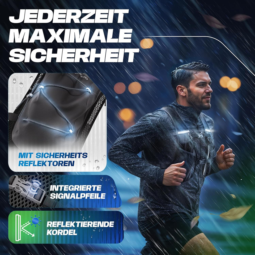 SASMO® Laufweste Damen &amp; Herren 5L / 2L | Running Vest - Ultraleicht &amp; atmungsaktiv| Laufrucksack Da