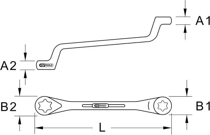 KS Tools 911.0363 CLASSIC TX-E-Doppel-Ringschlüssel, gekröpft, E10xE12