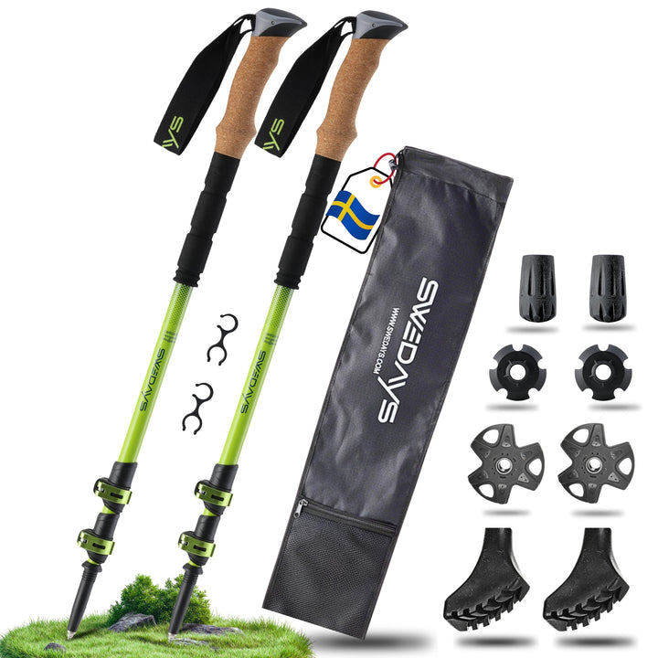 Wanderstöcke Teleskop aus Carbon & Aluminium - Nordic Walking Stöcke mit Korkgriff für Damen & Herre