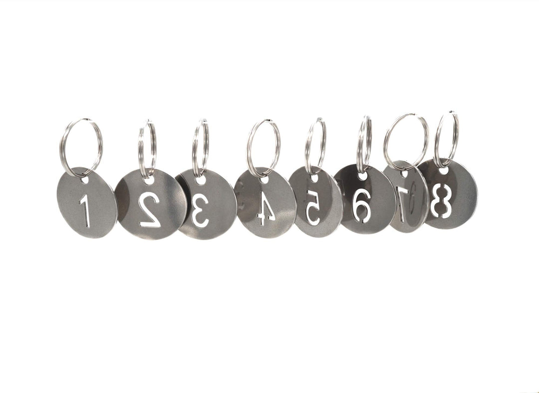 304 Stainless Steel Key Tags with Ring 100 pcs, 25mm Hollowed Number ID Tags Key Chain, Numbered Key