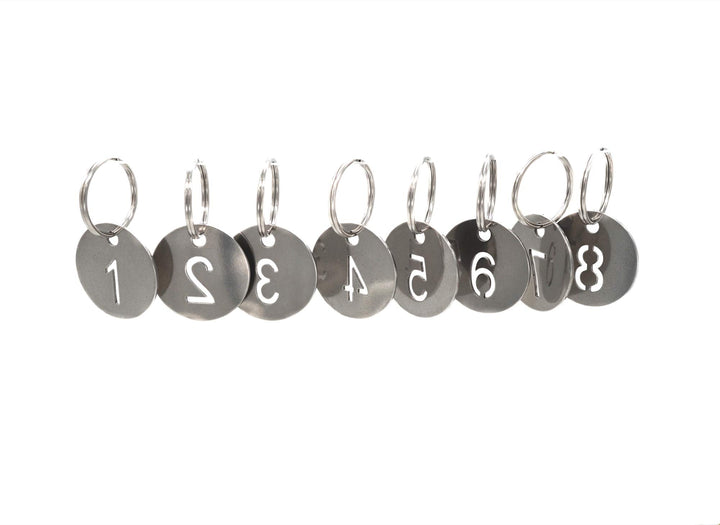 304 Stainless Steel Key Tags with Ring 100 pcs, 25mm Hollowed Number ID Tags Key Chain, Numbered Key