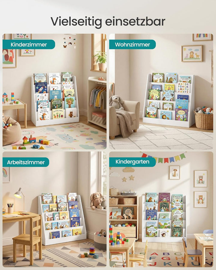 SONGMICS Bücherregal Kinder, Kinderregal, Montessori Regal mit 5 Ebenen, für Bilderbücher, Kinderzim