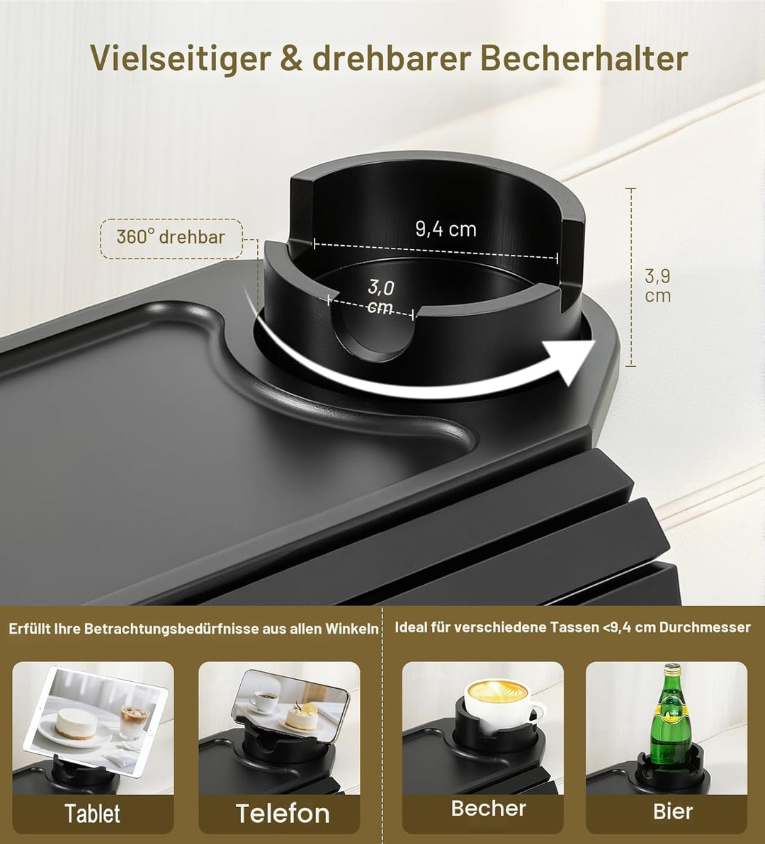 Kssiaz Couch Armlehne Tablett, Bambus Sofatablett Tisch für Couch, Armlehnenablage für Sofa mit Getr