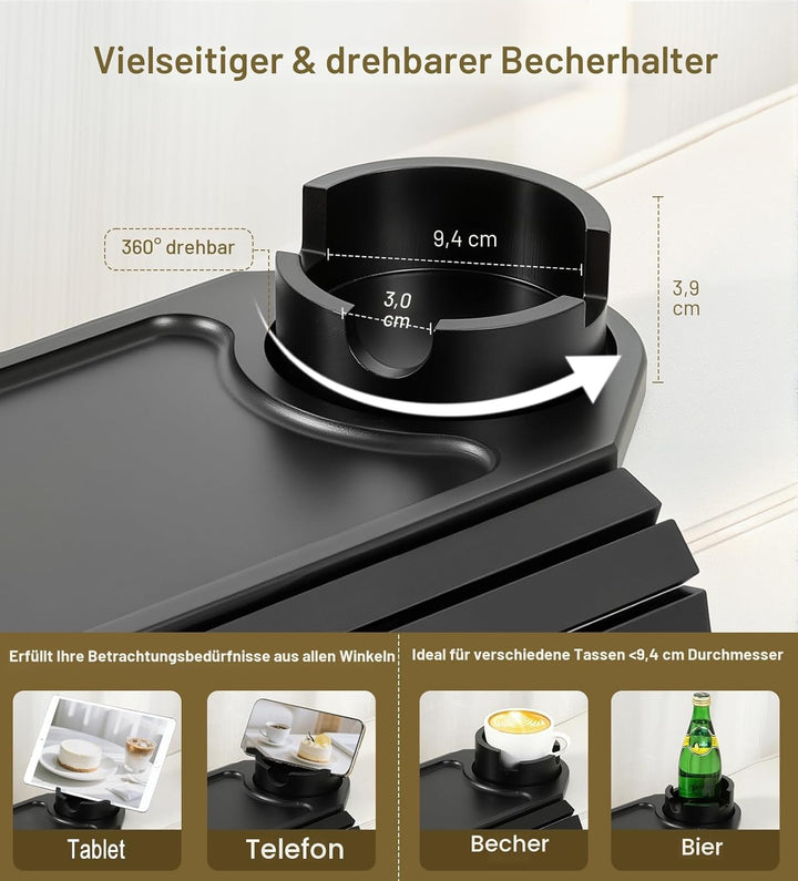 Kssiaz Couch Armlehne Tablett, Bambus Sofatablett Tisch für Couch, Armlehnenablage für Sofa mit Getr