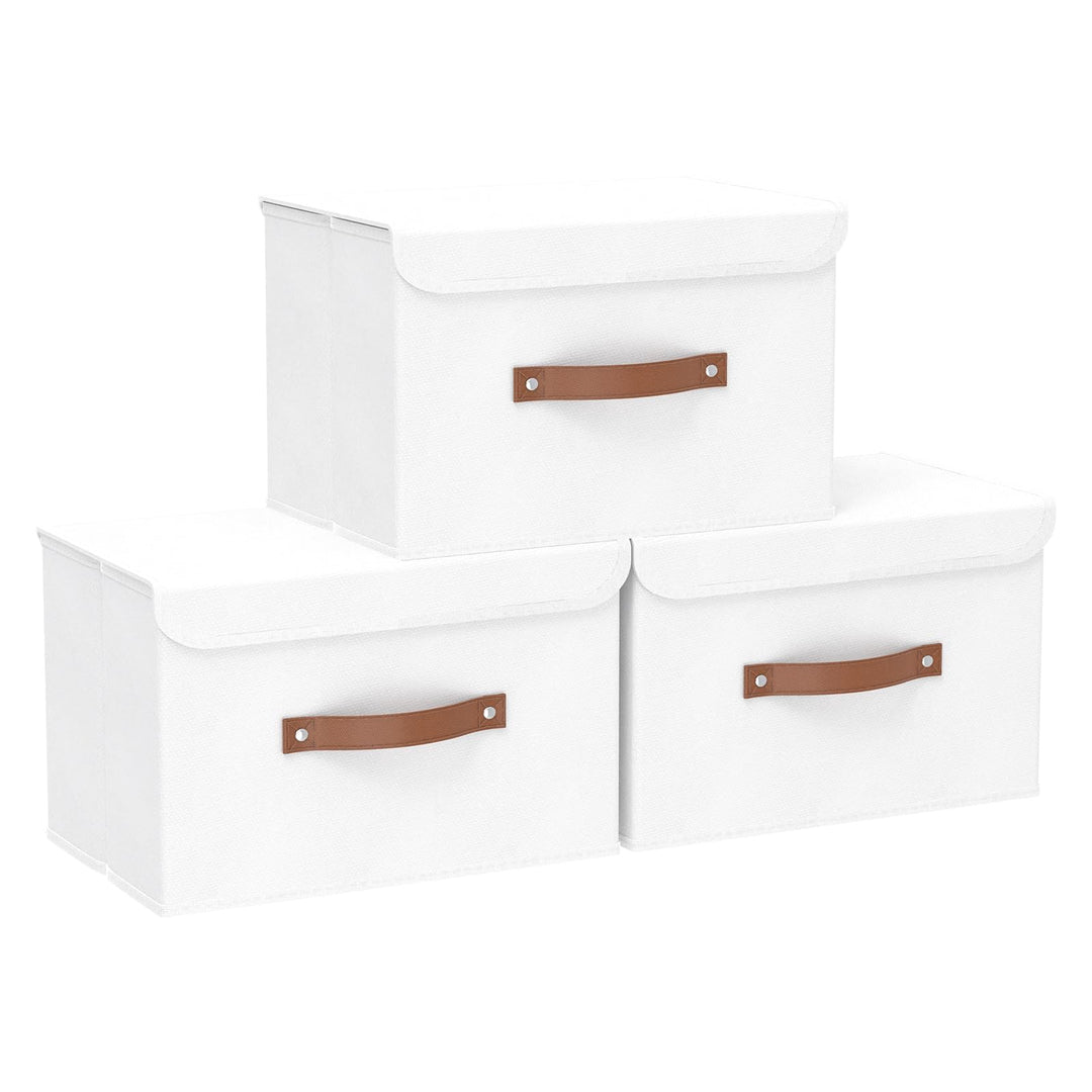 Yawinhe 3 Stück Aufbewahrungsbox aus Stoff, Faltbare Stoffboxen, Waschbare, für Schlafzimmer, Kleide