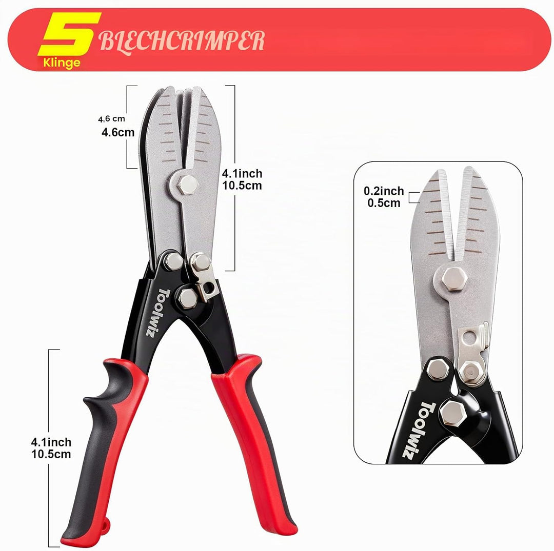 Toolwiz 5 Blatt Blech Crimpzange, K Crimpzange, 24-26 Gauge, 10-1/2 Zoll | für Fallrohre Ofenrohr, K
