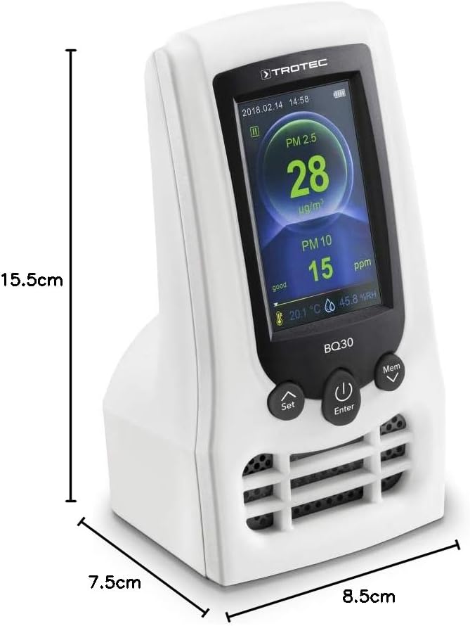 TROTEC CO2-Luftqualitätsmonitor und Partikelmessgerät BQ30 CO2 Ampel, Luftqualitätsmessungen, Kontro