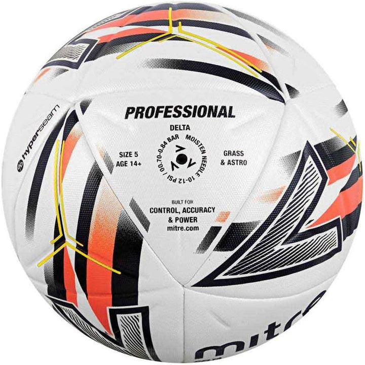 Mitre Delta One Fussball, sehr langlebig, verbesserte Genauigkeit und Konsistenz, Ball 4 Weiss/Schwa