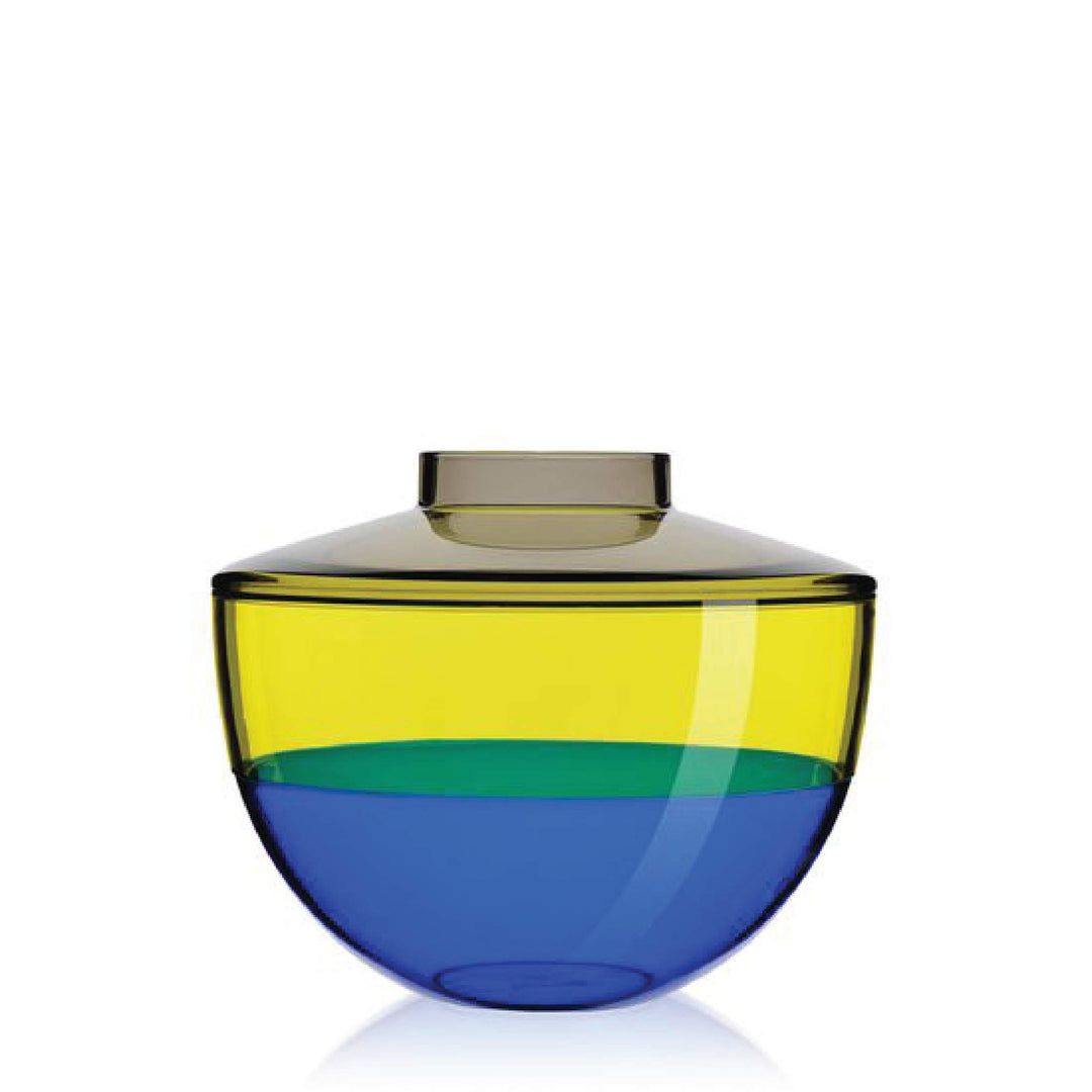 Kartell Shibuya Vase, Plastik, grau/gelb/blau, 27 x 22 cm Fumè/ Giallo/ Blu, Fumè/ Giallo/ Blu
