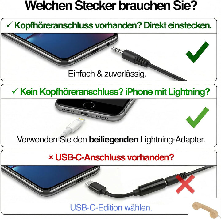 Retro Handyhörer für Apple iPhones mit Lightning (passender Adapter mit inbegriffen) in der Form ein
