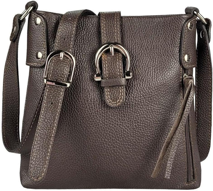 ITALYSHOP24 OBC Made in Italy DAMEN LEDER TASCHE Schultertasche CrossOver Handtasche Umhängetasche B