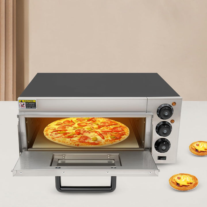 2000W Pizzaofen Schwarz Single-Layer Moderner Elektrischer Arbeitsplattenofen EU-Standard Backofen 2