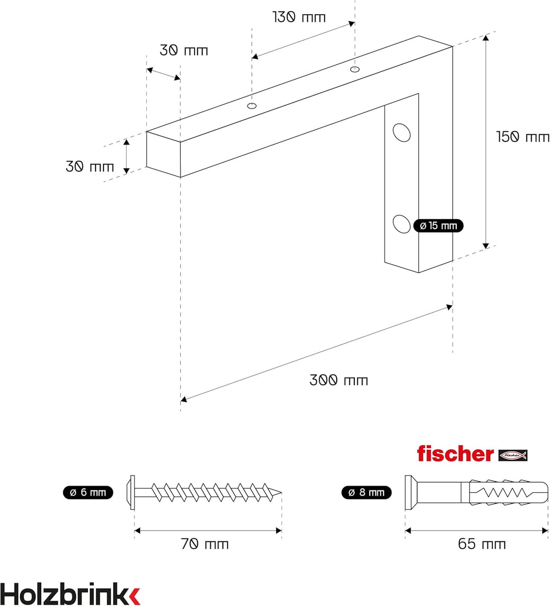 HOLZBRINK 2X Wandkonsole Grau für Waschtisch, Design und stabil Waschtischhalterung oder Winkel für