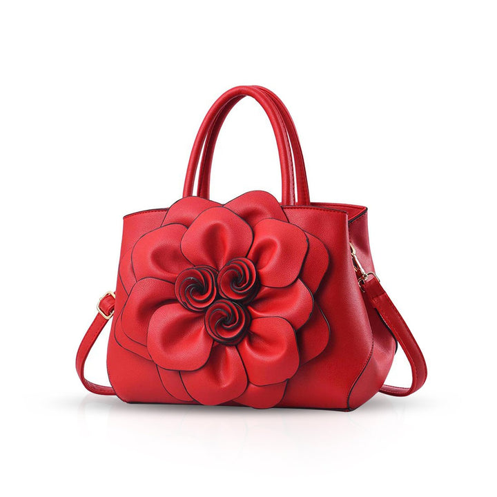 NICOLE &amp; DORIS Modische Damen-Umhängetasche, Handtasche, Umhängetasche, Blumenmotiv Rot, Rot