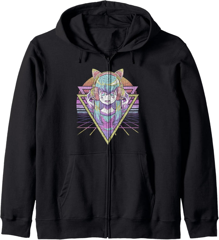 Vaporwave Aesthetic Anime Otaku Vintage Geometry Vaporwave Kapuzenjacke