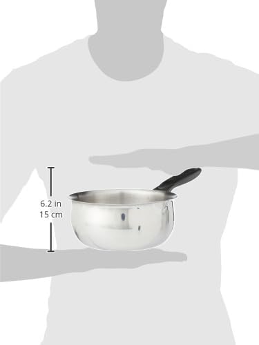 IBILI Stielkasserolle Clásica gewölbt 16 cm aus Edelstahl/Kunststoff, Silber/schwarz, 16 cm