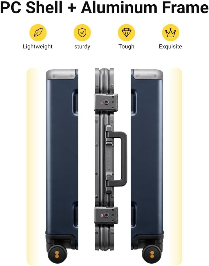 LEVEL8 Koffer Trolley mit Aluminium Rahmen,Hartschalenkoffer mit 4 Spinner Rollen,Doppelte TSA Schlo