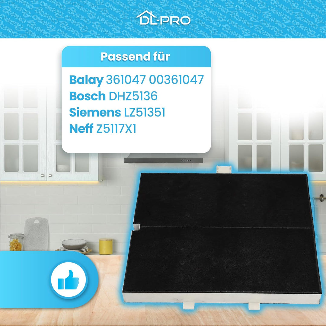 DL-pro Filter Aktivkohlefilter für Balay 361047 00361047 Bosch DHZ5136 Siemens LZ51351 Neff Z5117X1
