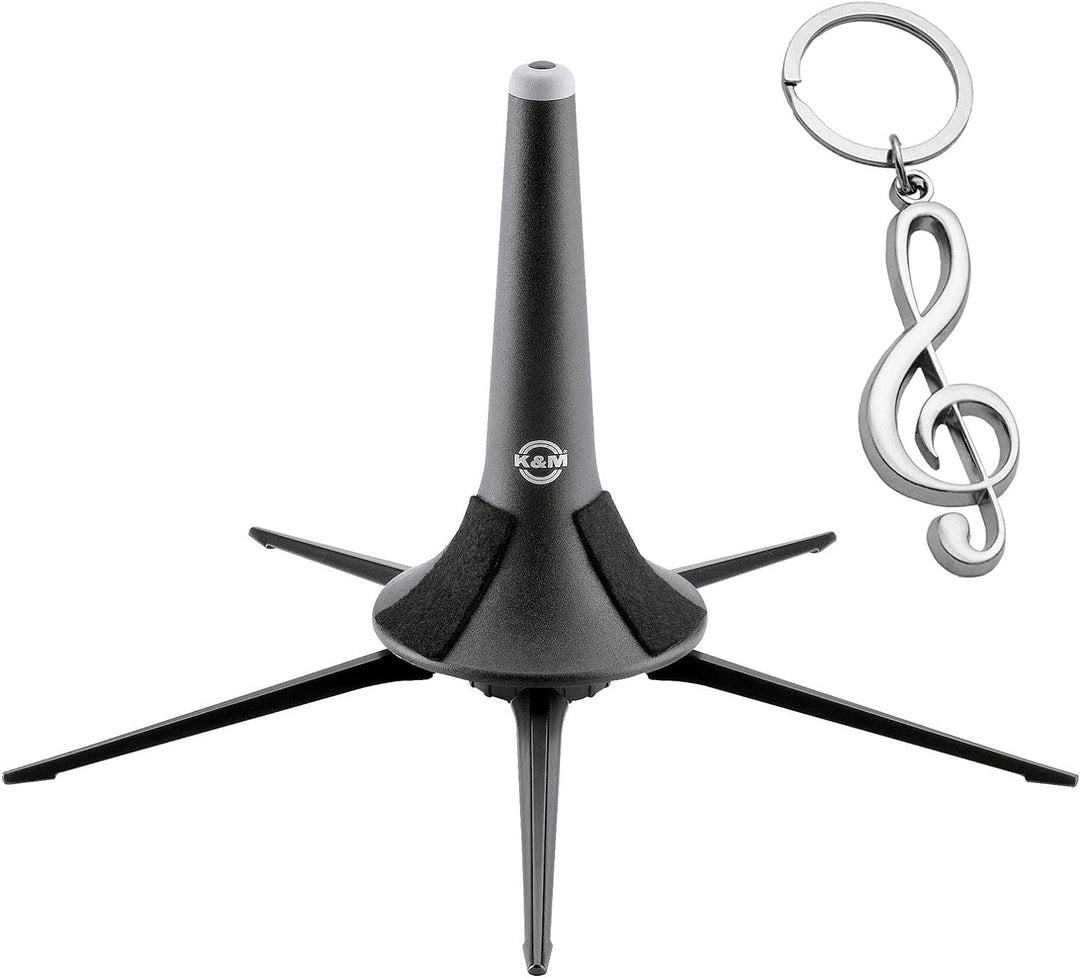 K&M 15213 Trompetenständer 5-Fuss + keepdrum Notenschlüssel Anhänger